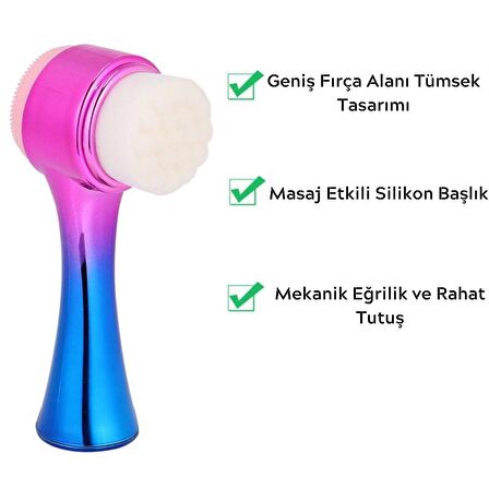 Çift İşlevli Renkli Cilt Yüz Temizleme Fırçası Peeling Masaj Etkili Gözenek Temizleyici Alet (2818)