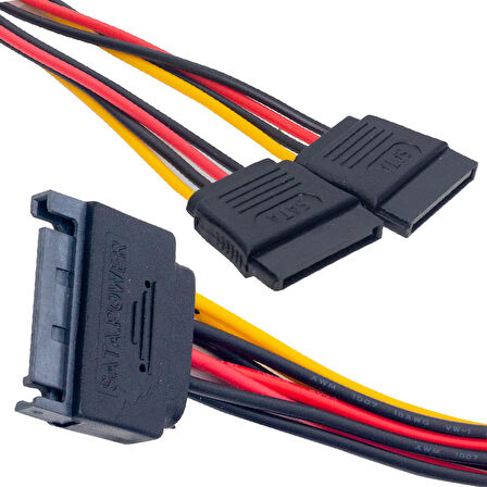 SATA POWER 15 PİN ERKEK TO 2 X SATA POWER 15 PİN DİŞİ ÇOKLAYICI KABLO (2818)