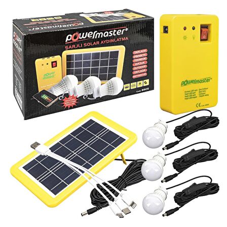 GÜNEŞ PANELLİ 3 LAMBALI POWERBANK ÖZELLİKLİ ÇOK AMAÇLI ŞARJLI SOLAR AYDINLATMA (2818)