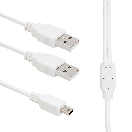 USB 2 X ERKEK - MİNİ USB 5 PİN (2.0V) 1.5 METRE KABLO (2818)