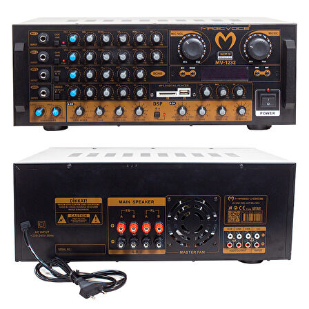 MAGICVOICE MV-1232 2*80W USB/SD BT UK-BALANS 4 MİK GİRİŞ-4 HOP ÇIKIŞLI STEREO KÜP MİXER TRAFOSUZ ANFİ (2818)