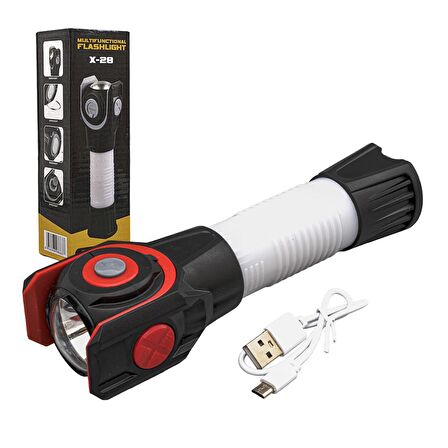 ÇOK FONKSİYONLU USB ŞARJLI EL FENERİ (2818)