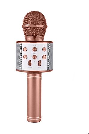 Karaoke Mikrofonlu Hoparlör - Şarjlı -Bluetooth Rose Gold (2818)