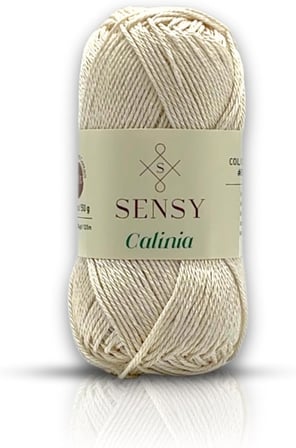Calinia 100% Merserize Pamuk Örgü İpi, Dantel İpi,Giza Mısır Pamuğu Dantel İpliği Merserize İp (Ekru)