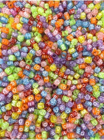 50Gr Harf Boncuk, 6Mm Karışık Renkli Şeffaf Küp Harf Boncuk Bnck-663