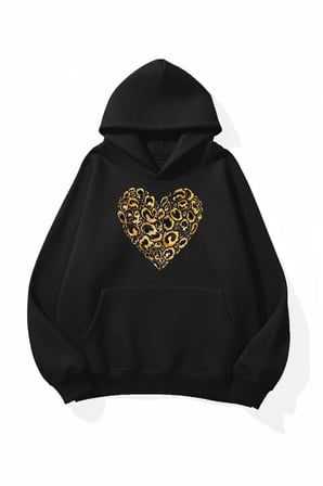 Unisex Yumuşak Dokulu Leopar Kalop Baskılı Tasarım Oversize 3 İplik Hoodie Sweatshirt