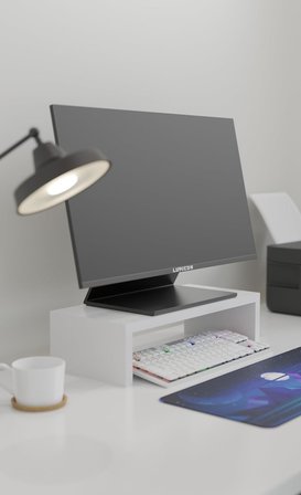 Monitor Standı, Masaüstü Yükseltici Raf, 45x20x11.8 cm, Beyaz