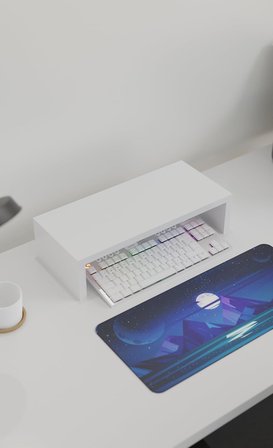 Monitor Standı, Masaüstü Yükseltici Raf, 45x20x11.8 cm, Beyaz