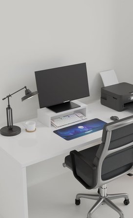 Monitor Standı, Masaüstü Yükseltici Raf, 45x20x11.8 cm, Beyaz