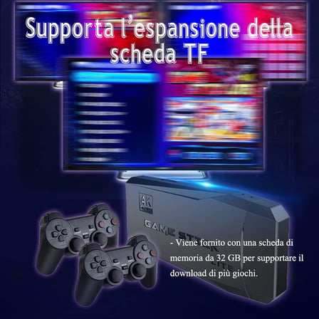Retro konsol, retro oyun konsolu, 3500 oyunlu, video oyunları için konsol, 2 x 2,4 G Bluetooth kontrollü, 32 GB HDMI 4K oyun konsolu, USB kablosuz oyun çubuğu tak ve çalıştır (3500)