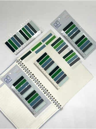 10 Renkli Cetvelli Gri ve Yeşil Tonları İndeks Sticker/İndex/Postit/Kitap Ayracı/Not Kağıdı