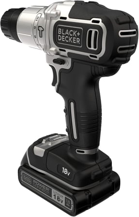 Black + Decker Silver Series BDCHD18SC1K-QW 18V 1.5Ah Tek Bataryalı Darbeli Matkap + ACC (1x18V 1,5Ah Batarya, 10 adet matkap ucu + 10 adet dübel and +10 adet vida, Şarj Aleti) Kitbox