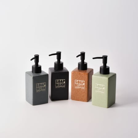 500ml Seramik Sıvı Sabunluk, Mat Taş Dokulu ve Kare Tasarım, Siyah Pompalı Banyo ve Mutfak Deterjan Dispenser (1 Adet - Asorti/Karışık Renk Gönderilir)