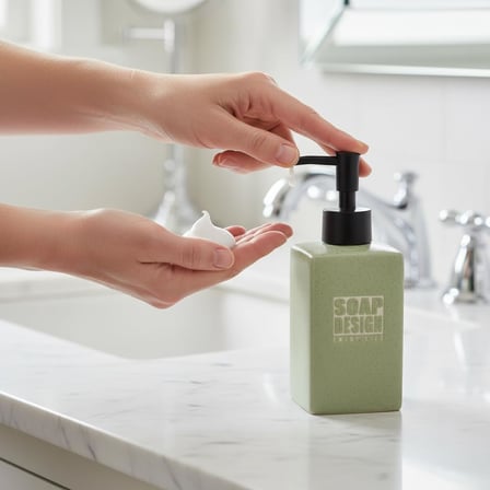 500ml Seramik Sıvı Sabunluk, Mat Taş Dokulu ve Kare Tasarım, Siyah Pompalı Banyo ve Mutfak Deterjan Dispenser (1 Adet - Asorti/Karışık Renk Gönderilir)