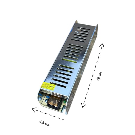 K2 150W 12V LED Trafo Adaptör | 12,5A Güç Kaynağı | Şerit LED, Güvenlik Kamerası ve CCTV Uyumlu | 19x4,5x3,5 cm | 220V Giriş