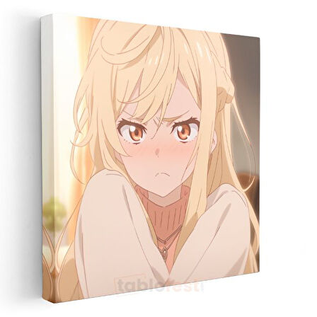 Sarı Saçlı - Günbatımı Portre Anime Kanvas Tablo