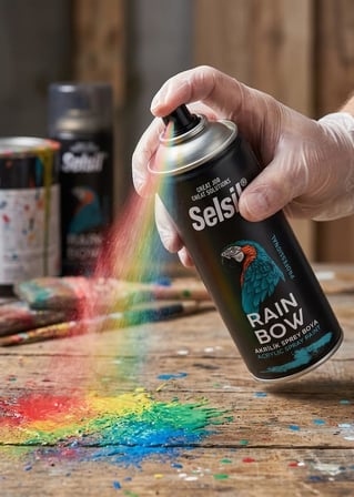 Selsil Rainbow Akrilik Sprey Boya 400 ml - Hızlı Kuruyan, Yüksek Kapatıcı Akrilik Boya - Metal, Ahşap, Plastik ve Hobi Yüzeyleri İçin RAL Renk Seçenekli Profesyonel Sprey (Buzdolabı Beyazı - RAL 9301)