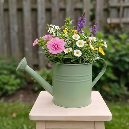 Laura 5 Litre Metal Çiçek Bahçe Sulama Kabı - Modern Dekoratif Çok Amaçlı Sulak (Mint Yeşili)