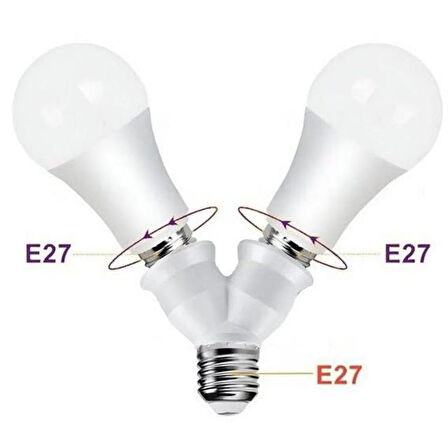 Ledx DY-101 E27 Duy Çoğaltıcı (Tek Duydan Çift E27 Lamba Bağlantısı)