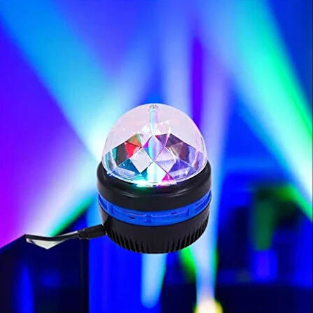 Ayt Ledx YQX-6888 Mini Usb li 3 Watt Şarjlı Sihirli Rgb Led Disko Topu Tavan Gece Lambası