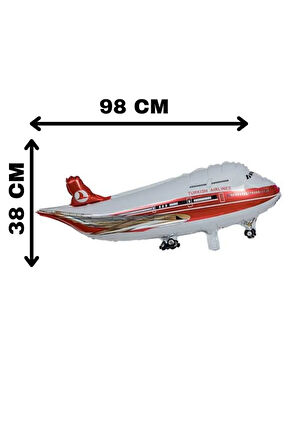 Folyo Uçak Balon Kırmızı Beyaz Helyum Uyumlu 98×38 Cm Dogum Günü Parti Balonu