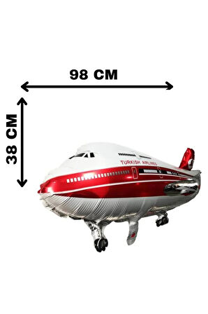 Folyo Uçak Balon Kırmızı Beyaz Helyum Uyumlu 98×38 Cm Dogum Günü Parti Balonu