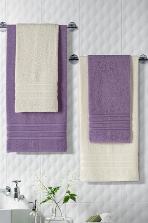 Riona Pamuklu 50x90-70x140 cm 4'lü Banyo Havlu Seti (Kahve)