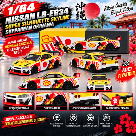 1/64 Nissan LB-ER34 Super Silhouette SKYLINE Suppaiman (adet fiyatıdır)