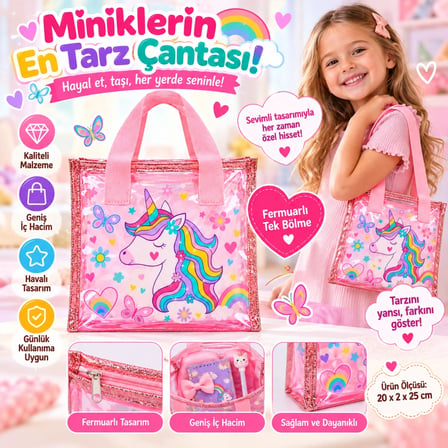Desenli Pembe El Çantası