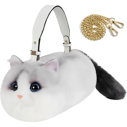 Kedi El Çantası Kirli Beyaz