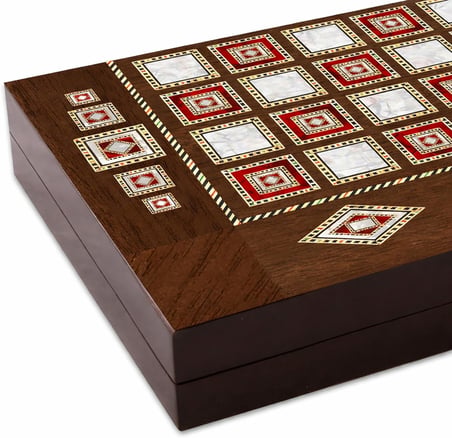 Star Tavla Platin Sedef Büyük Boy 12 mm MDF Kasa, Parlak Selefon Kaplama, Çizilmeye Karşı Dirençli Coex Kaplama Mıknatıslı Kapama Şık ve Kaliteli Sağlam