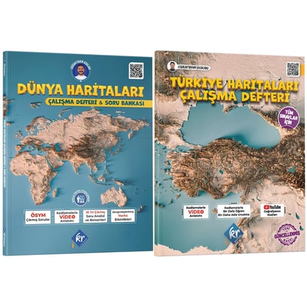 Coğrafyanın Kodları Dünya Haritaları Çalışma Defteri Soru Bankası ve Türkiye Haritaları Çalışma Defteri Seti (Tüm Sınavlar İçin) KR Akademi