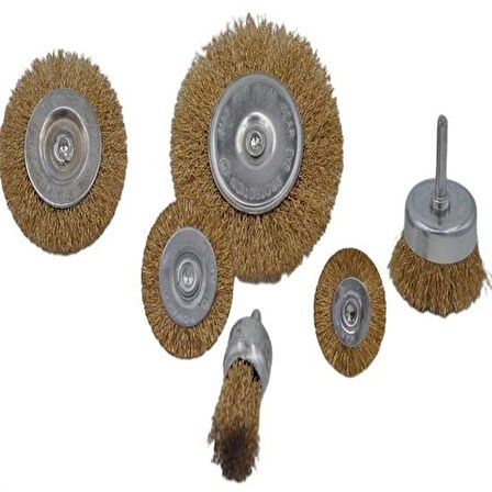 caselka® 6'lı Pimli Tel Fırça Seti Pas Yağ Kir Boya Yapışkan Çözücü