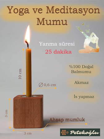 Balmumu Mum 12 Adet Meditasyon Yoga Mumu Mumluk ile Birlikte 25 Dakika Yanma Süresi