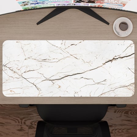 Beyaz Mermer Desenli Oyuncu Gaming Mouse Pad Kauçuk Kaymaz Taban Mousepad (V5, 70x30 XL)