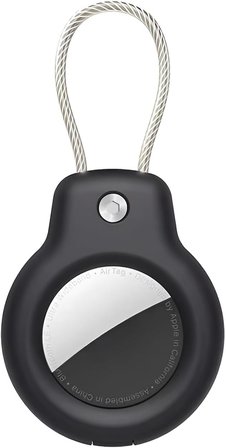 Airtag ile Uyumlu SuperLock Serisi Kilitli Kılıf ve Darbelere Karşı Ultra Güçlü Koruyucu Anahtarlık (Siyah)