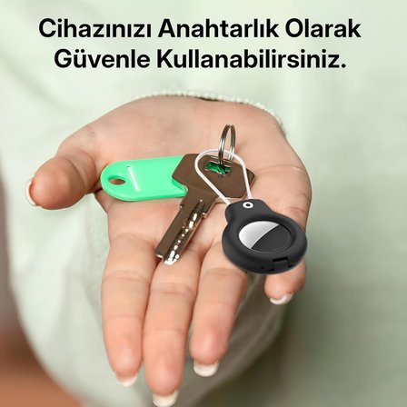 Airtag ile Uyumlu SuperLock Serisi Kilitli Kılıf ve Darbelere Karşı Ultra Güçlü Koruyucu Anahtarlık (Siyah)