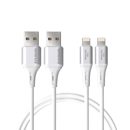 2Adet x 2Metre USB A-Lightning Kablo Seti, 3.1A Hızlı Şarj, Beyaz/Gümüş Metal, Wahoo (2Ad x 2Metre Beyaz)