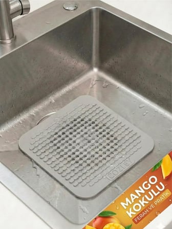 3'lü Kokulu Süzgeçli Banyo,Mutfak,Lavabo Gider Kapatıcı Kapak Mat Silikon Lavabo ve Yer Gider Kapatıcı Süzgeç - Kötü Koku Giderici Banyo ve Mutfak Gider Kapağı, Saç ve Atık Süzücü, Gri Renk