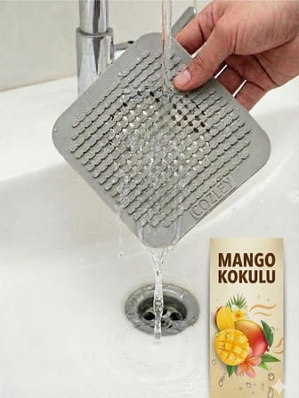 3'lü Kokulu Süzgeçli Banyo,Mutfak,Lavabo Gider Kapatıcı Kapak Mat Silikon Lavabo ve Yer Gider Kapatıcı Süzgeç - Kötü Koku Giderici Banyo ve Mutfak Gider Kapağı, Saç ve Atık Süzücü, Gri Renk