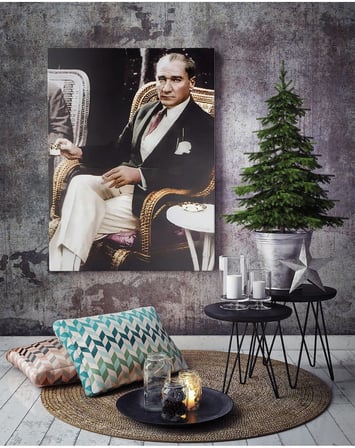 Lona Sanat Atatürk Portresi Kanvas Tablo;Renkli 50 X 70