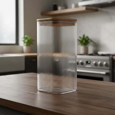 10x20 cm Bambu Kapaklı Kare Cam Saklama Kavanozu - Vakumlu Ekstra Uzun Boy Şeffaf Erzak Kabı Spagetti Makarna Bakliyat Kutusu ve Mutfak Düzenleyici Organizatör