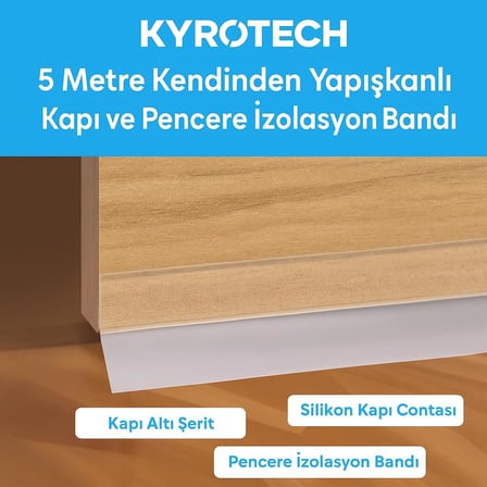 Kyrotech 5 Metre Kapı ve Pencere Bandı, Kendinden Yapışkanlı Şeffaf Silikon Fitil, PVC Kapı Pencere Contası, Duşakabin ve Cam İçin, Rüzgar, Toz, Böcek ve Ses Yalıtımı, Soğuk Geçirmez, 35 mm, ISO 9001
