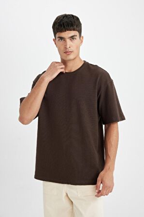 DeFacto Relax Fit Bisiklet Yaka Pamuklu Kısa Kollu Basic Düz Tişört D2575AX24AUBN192