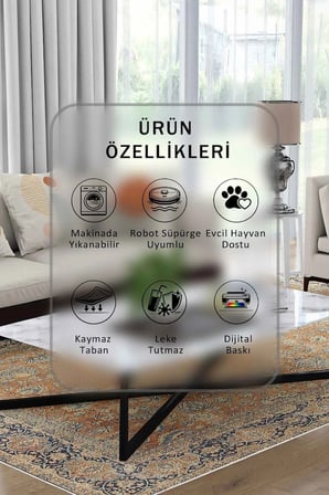Yıkanabilir Kaymaz Taban Dijital Baskılı Halı ve Yolluk – Leke Tutmaz Salon & Mutfak Halısı