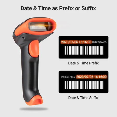 HW0002 Kablosuz Barkod Okuyucu, 1D/2D/QR Kod Tarayıcı, Bluetooth/2.4G/USB 3’ü 1 Arada, Titreşim Uyarılı &amp; Şarj Göstergeli, Stand Dahil