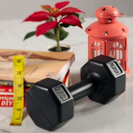 PS Sports Plastik Dambıl Seti, 2 kg x 2 Adet, Siyah, Çimento Dolgulu