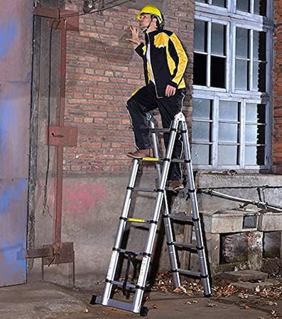 Alüminyum Çift Yönlü Teleskopik Merdiven (SEÇENEKLİ) (5,6 Metre - 2 x 9 Basamak)