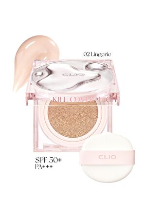 Yoğun Nem ve Parlaklık Sağlayan Cushion CLIO Kill Cover High-Glow Cushion SPF50+ PA++++ (2 Lingerie)