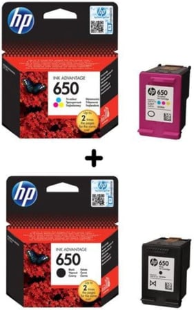 HP 650 Siyah ve Renkli Kartuş Seti (CZ101AE, CZ102AE) Deskjet Ink Advantage Serisi ile Uyumlu